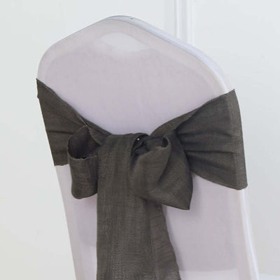 5 Pack Linen Chair Sashes 6"x108" Slubby Textured Charcoal Gray - Durable Wrinkle-Resistant Decor