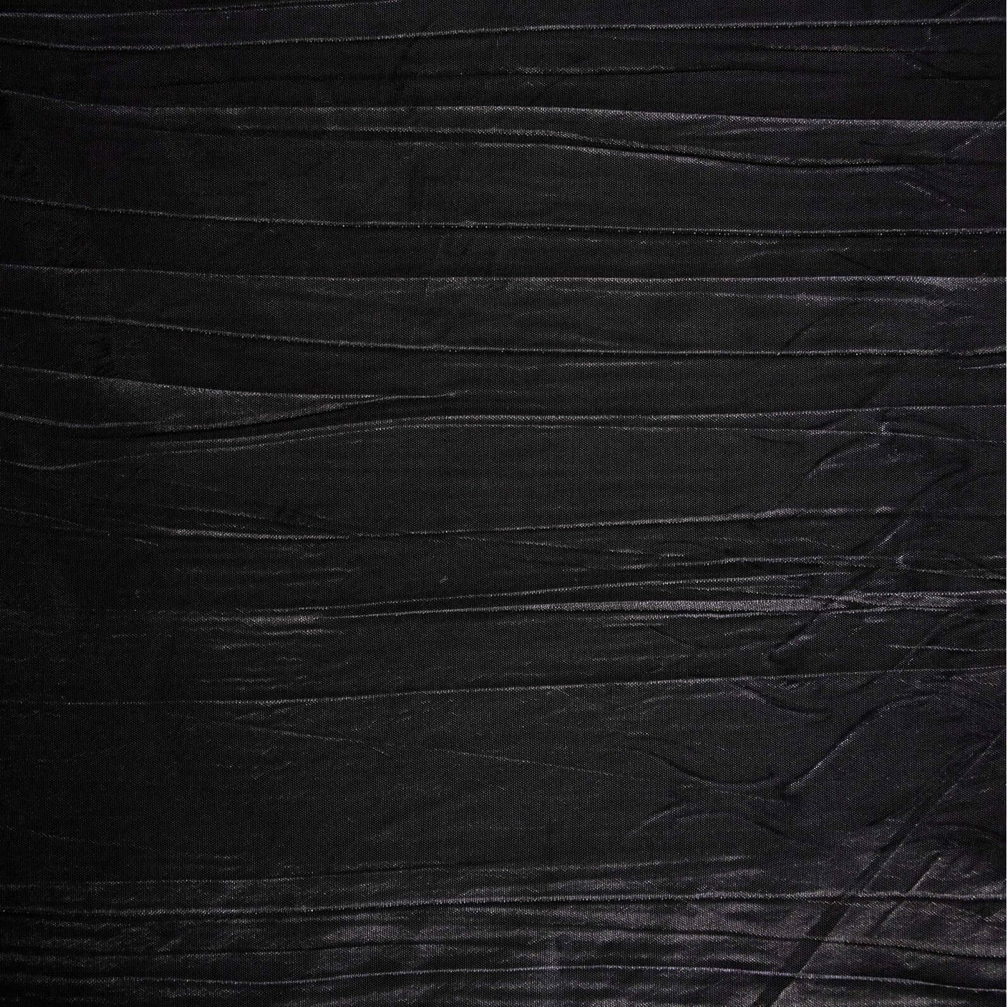Taffeta 120" Round Tablecloth Black - Seamless Accordion Crinkle Design for Stylish Occasions
