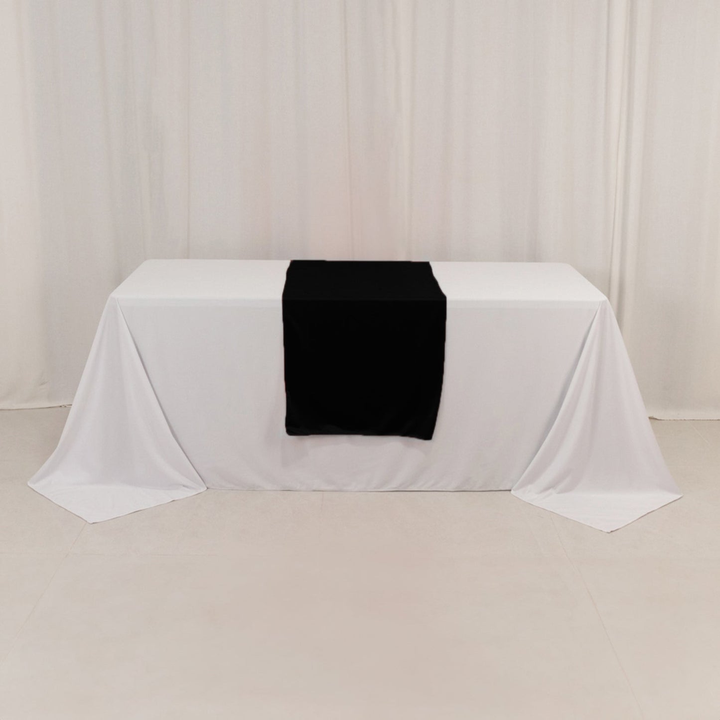 Wide Polyester 24"x72" Table Runner Black - Durable Trade Show Table Linen