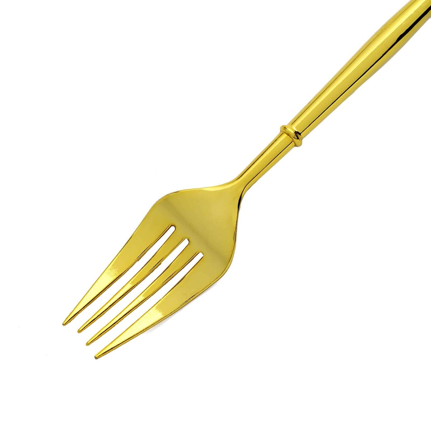 24-Pack Plastic Forks Modern Flatware Gold - Premium Heavy Duty Disposable Silverware 8"