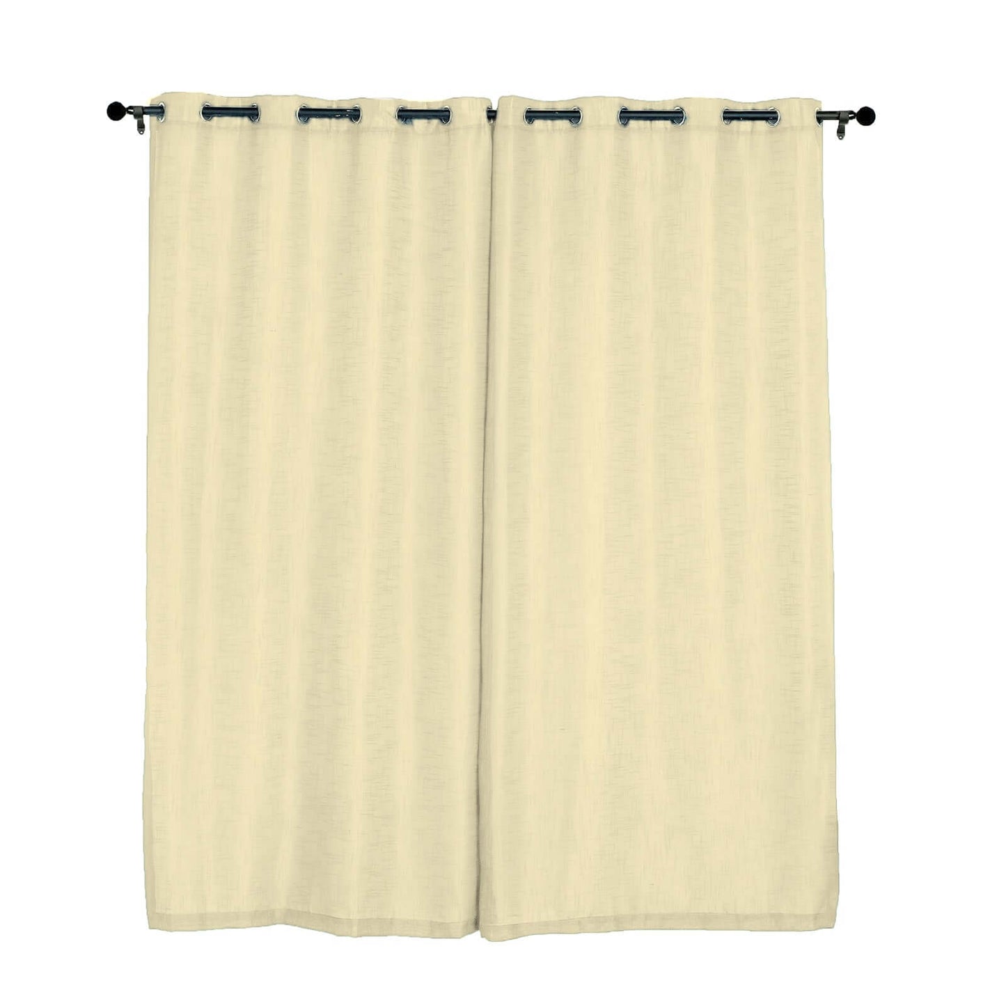 2 Pack Handmade Ivory Faux Linen Curtains 52"x96", Curtain Panels With Chrome Grommets