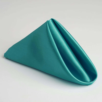 5 Pack Satin 20"x20" Napkins Turquoise - Luxurious Shine & Smooth Dinner Napkins