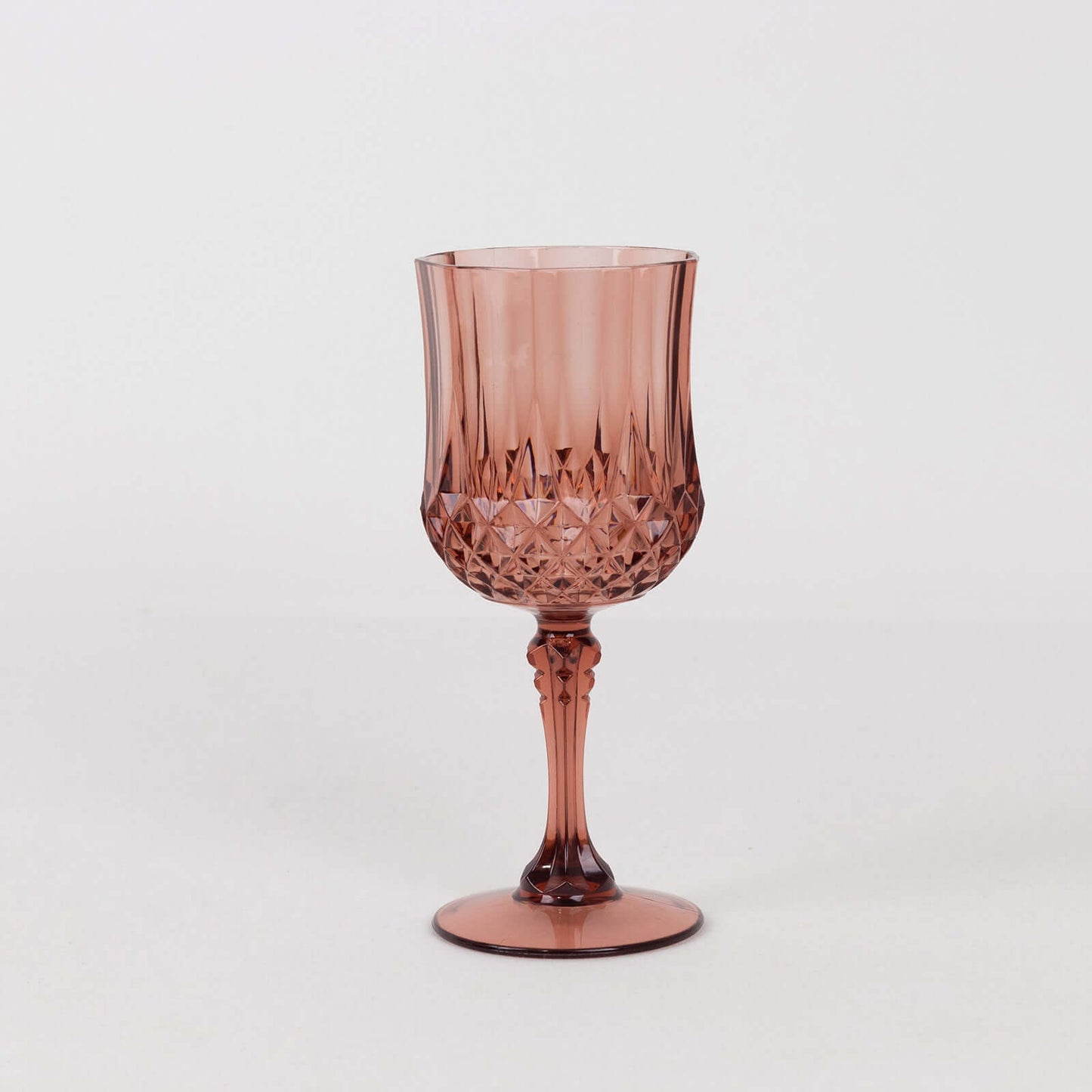 6-Pack Plastic Cocktail Goblets Dusty Rose Transparent Crystal Cut - Shatterproof Drinkware 8oz