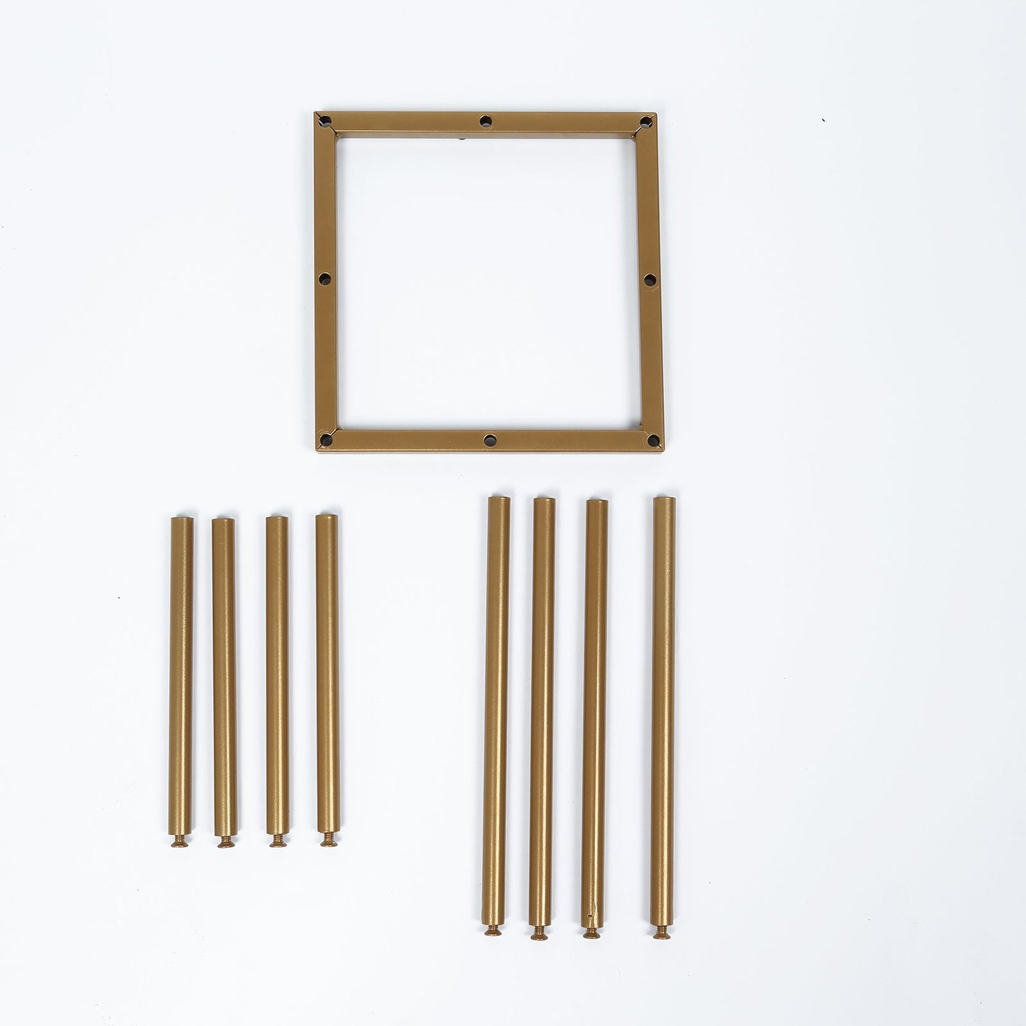 Flower Vase Gold Metal Minimalist 8-Tubes Square Base Design - Single Stem Bud Centerpiece for Arrangements 10"