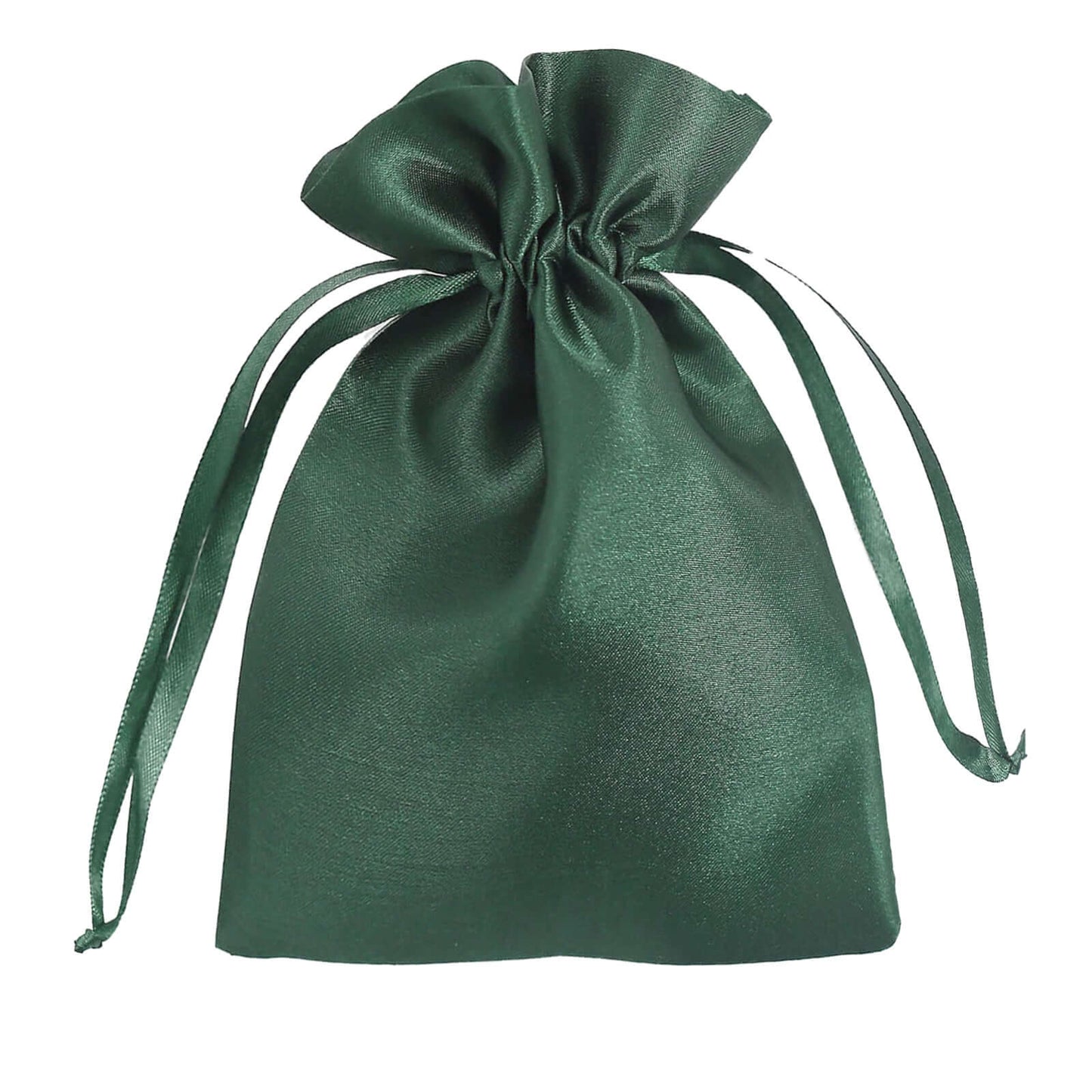 12 Pack 5"x7" Hunter Emerald Green Satin Wedding Party Favor Bags, Drawstring Pouch Gift Bags