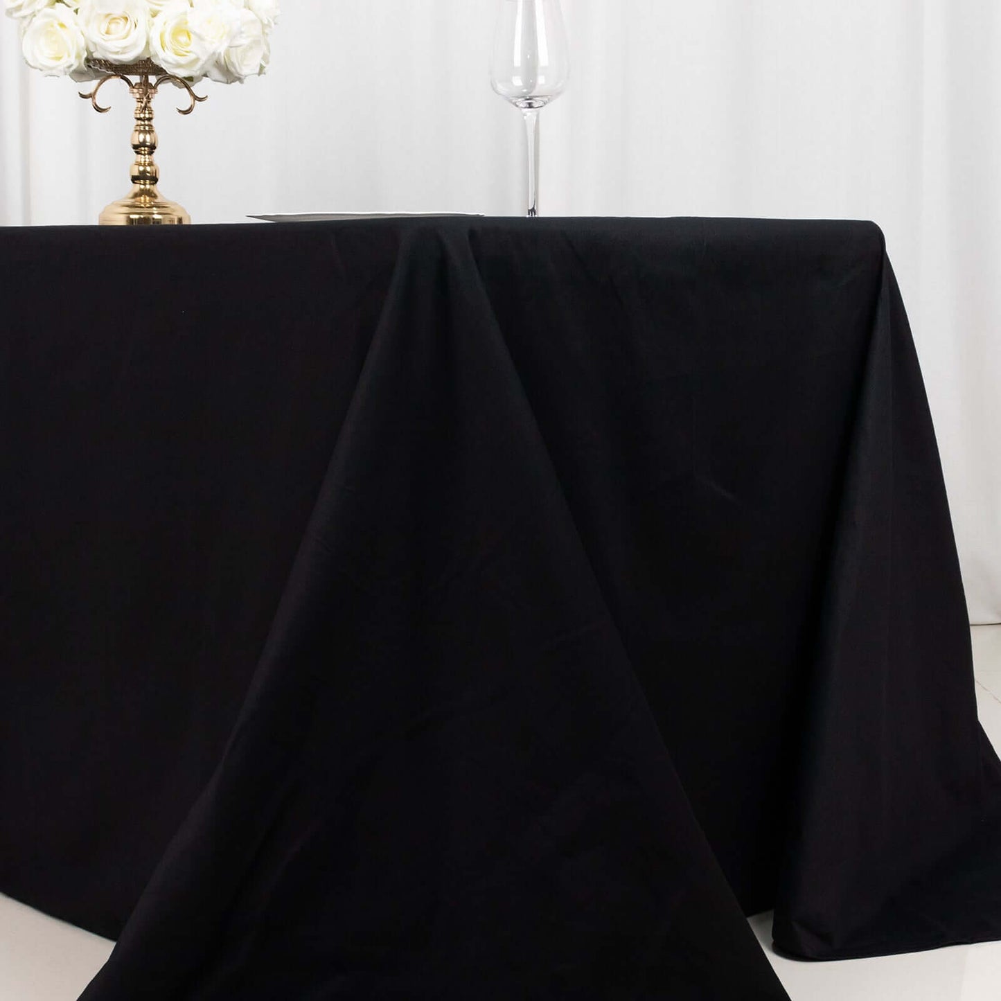 100% Cotton 90"x132" Rectangle Tablecloth Black Linen - Seamless, Soft & Breathable Table Cover