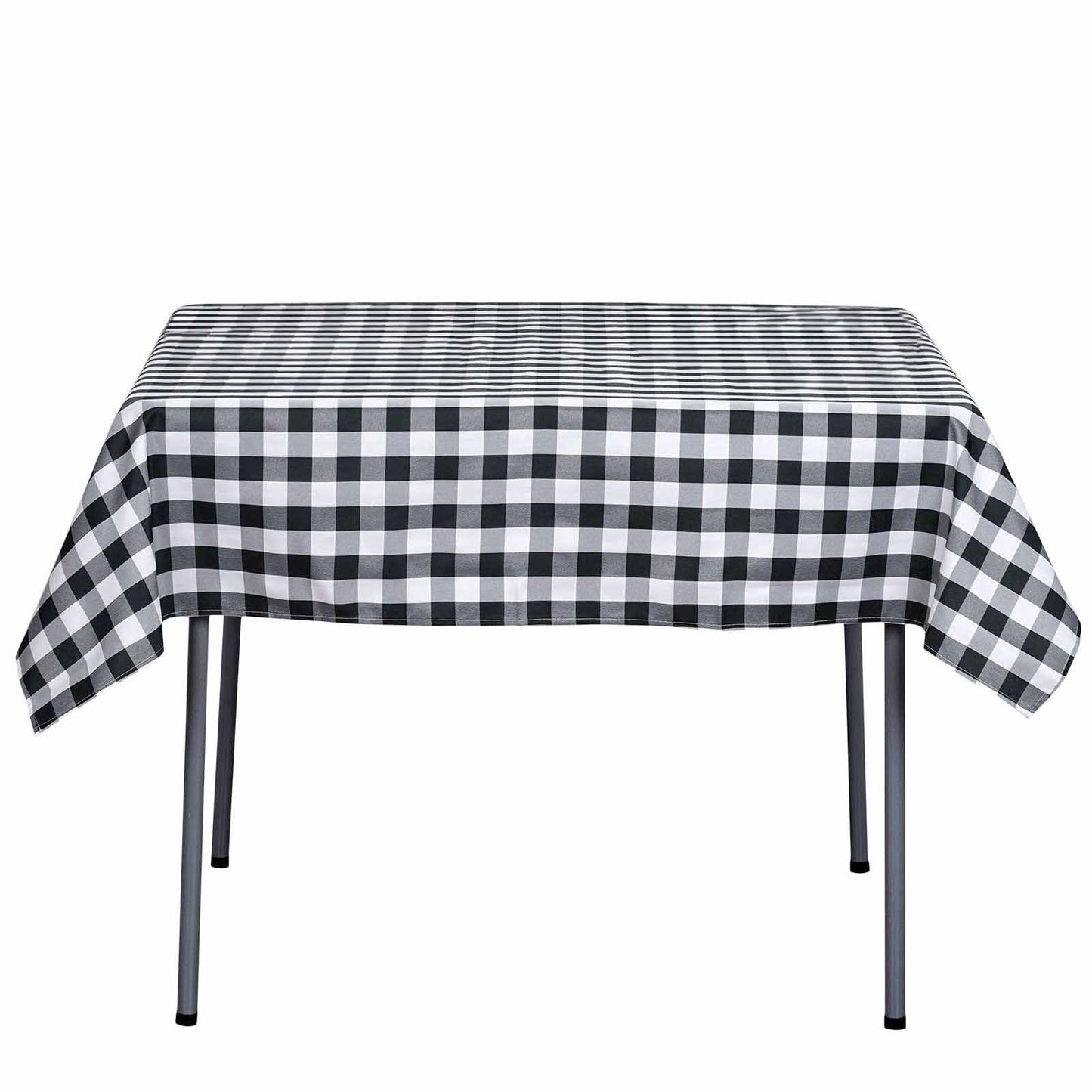 Polyester 54"x54" Square Tablecloth White/Black - Checkered Buffalo Plaid Design for Casual Table Settings