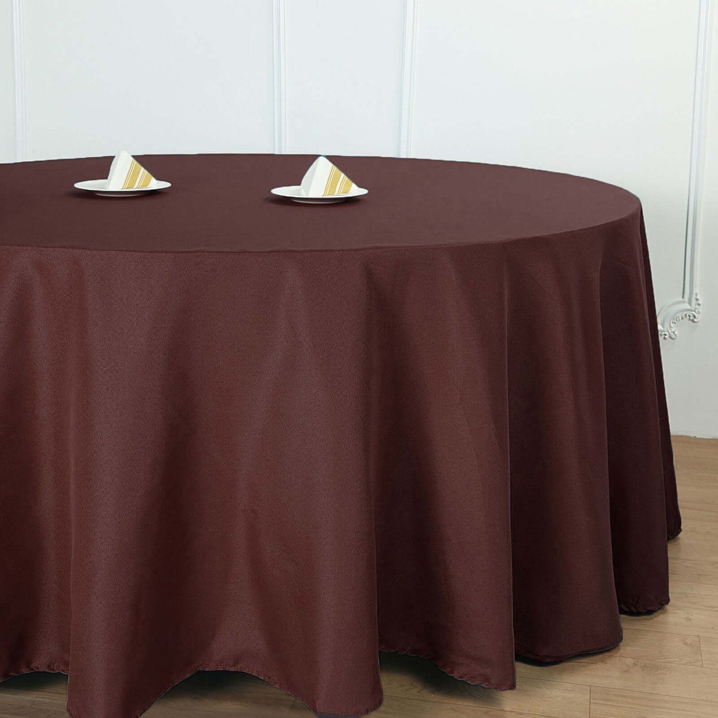 Polyester 132" Round Tablecloth Chocolate - Seamless Chic Table Cover