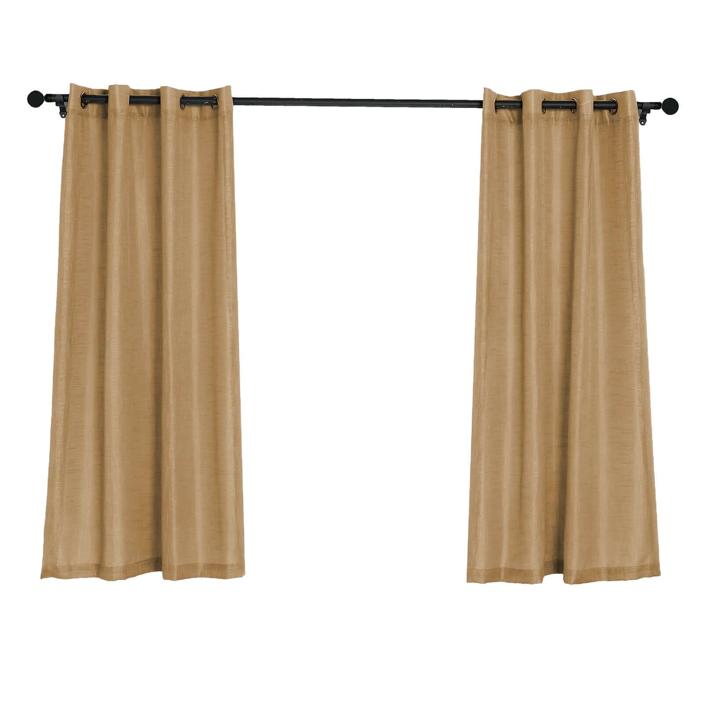2 Pack Handmade Natural Faux Linen Curtains 52"x64", Curtain Panels With Chrome Grommets