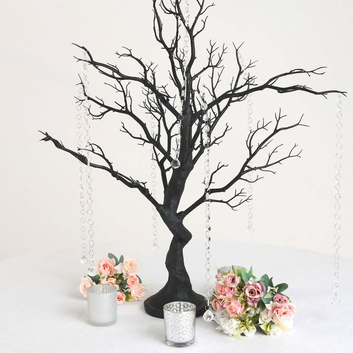 Manzanita Tree Centerpiece Black with 8 Acrylic Bead Chains for Weddings Parties & Event Displays 34"