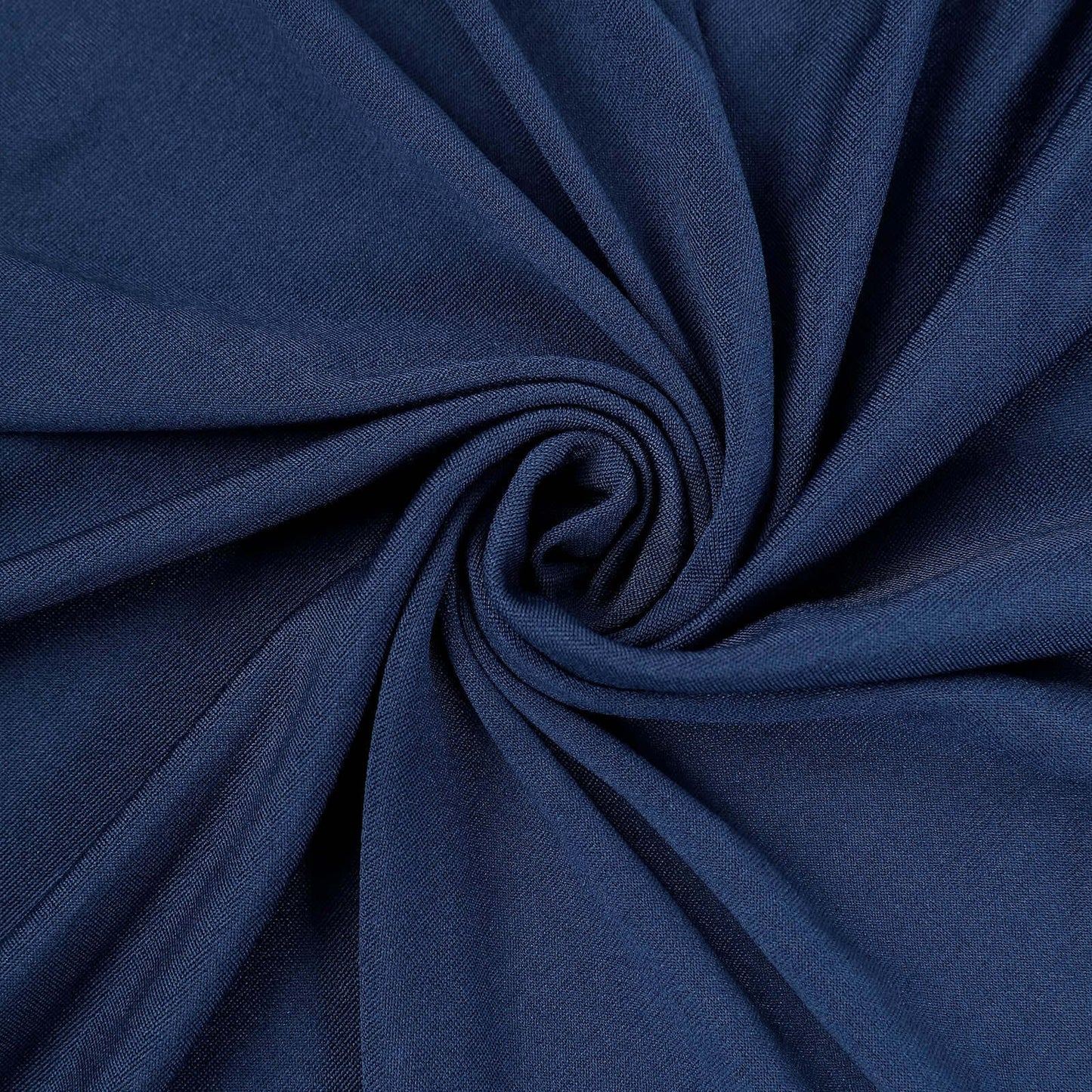 Spandex 30" Round Cocktail Table Cover Skirt Navy Blue With Natural Wavy Drapes