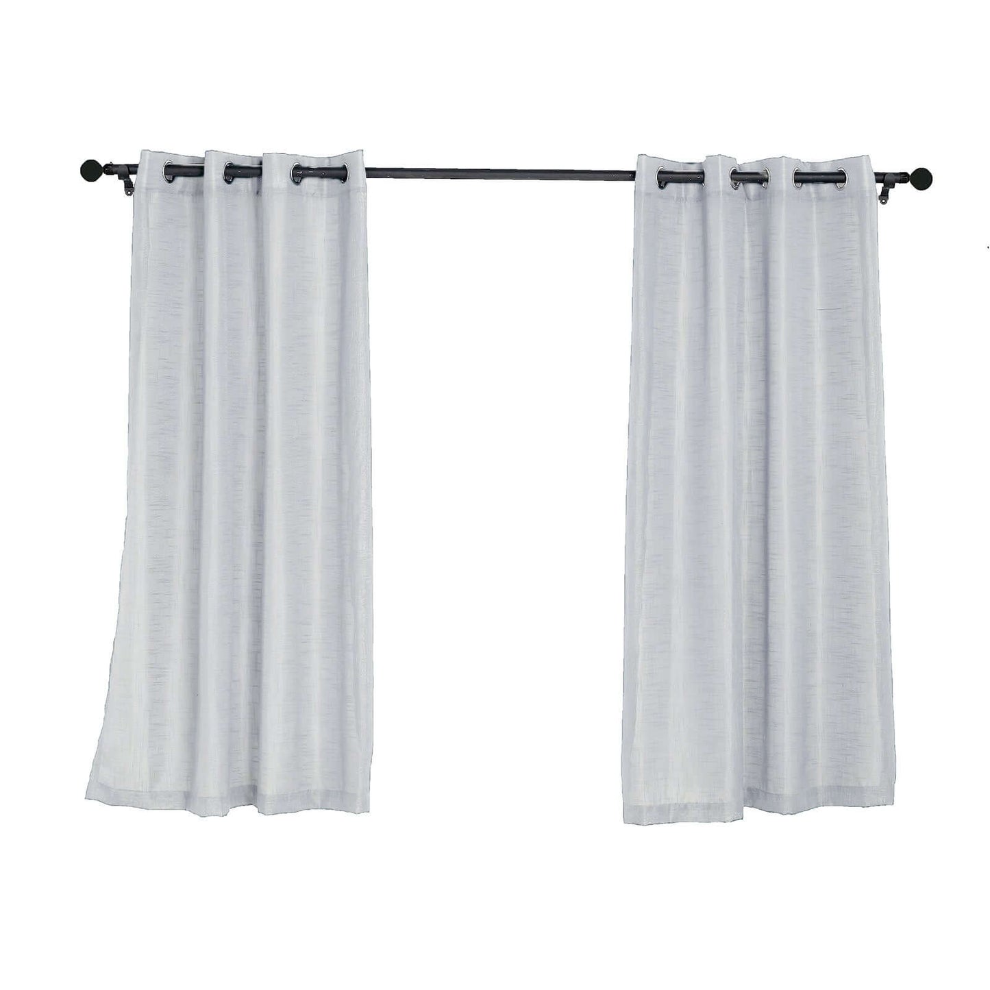 2 Pack Handmade Silver Faux Linen Curtains 52"x64", Curtain Panels With Chrome Grommets