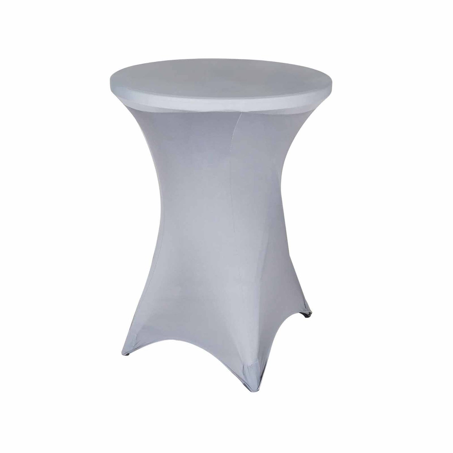 Spandex 30" Round Cocktail Table Cover Silver - Easy to Maintain Stretch Fitted Highboy Tablecloth