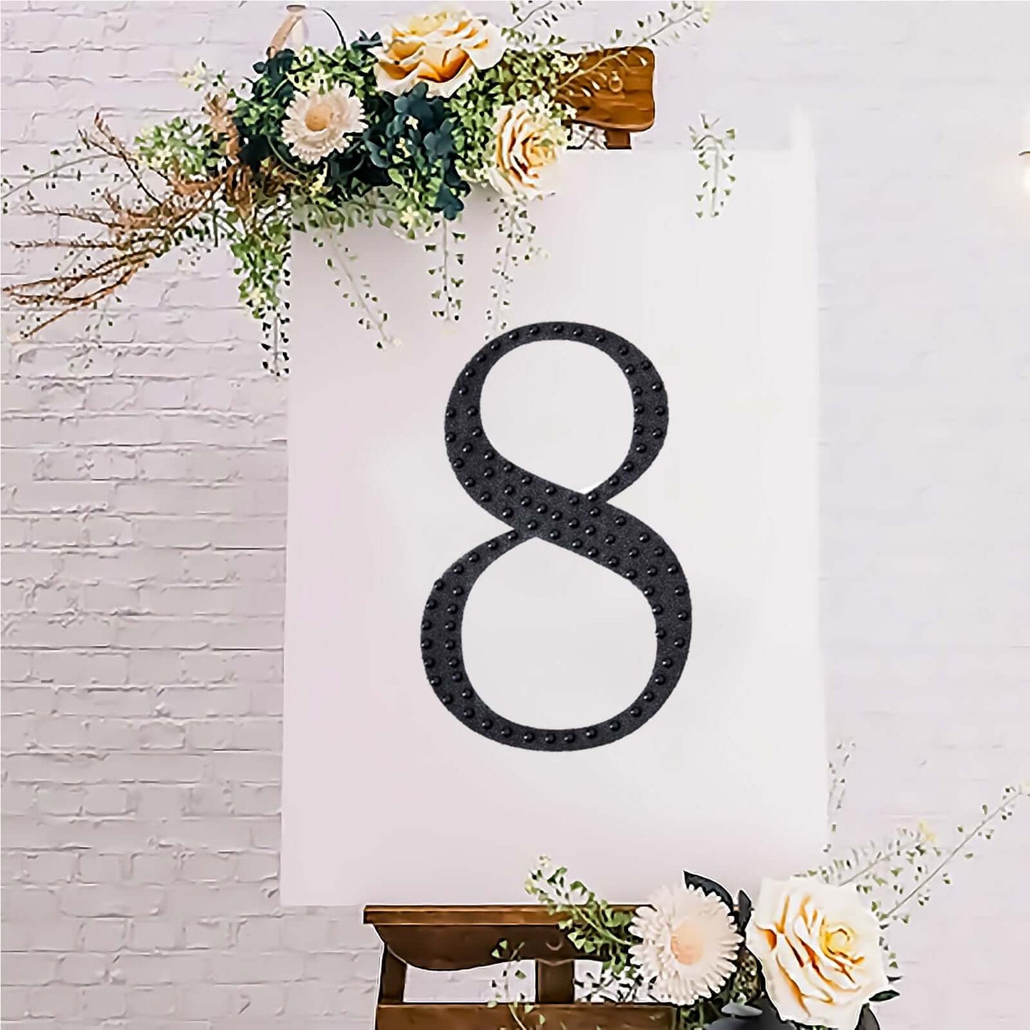 Decorative Rhinestone Number "8" Stickers, Glitter Adhesive Craft Numbers Black DIY Sparkle Embellishments 8"