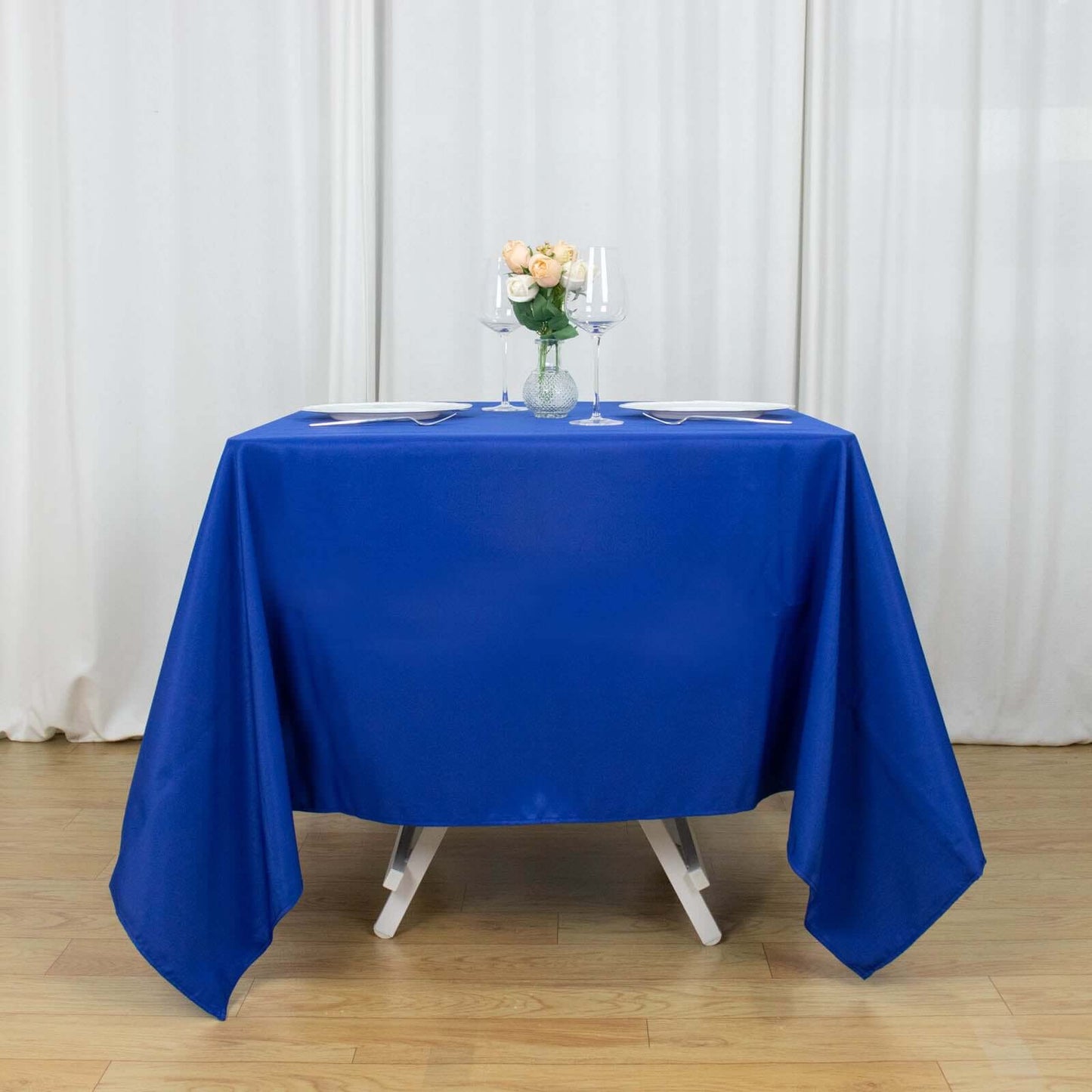 Premium Polyester Square Tablecloth 70"x70" Royal Blue 220GSM Wrinkle-Resistant Table Cover