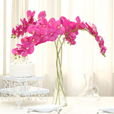 2 Stems 40" Tall Fuchsia Artificial Silk Orchid Flower Bouquets