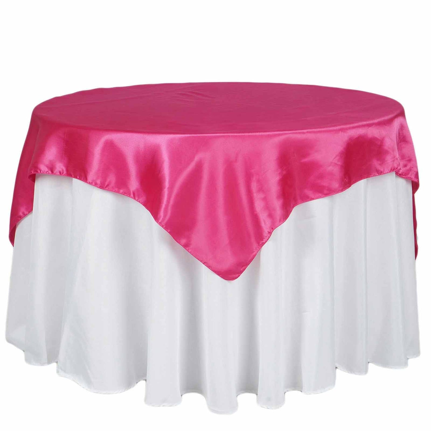 Satin 72"x72" Table Overlay Square Tablecloth Fuchsia - Smooth Finish Table Cover
