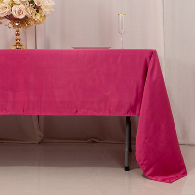 Lamour Satin 60"x126" Rectangle Tablecloth Fuchsia - Soft & Silk-Like Table Cover