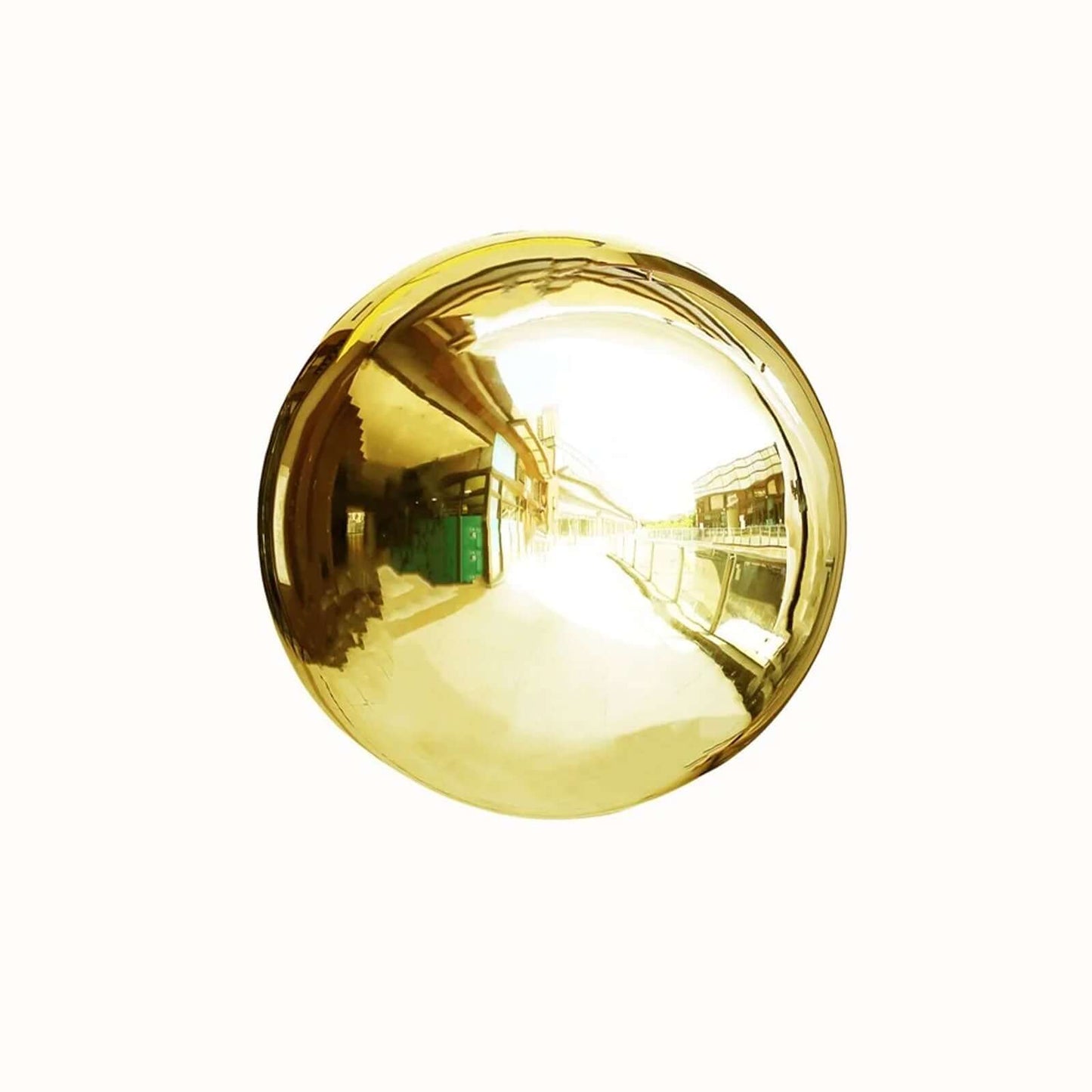 Gazing Globe Mirror Ball Reflective Hollow Stainless Steel Gold Sphere - Decorative Garden Display Piece 16"