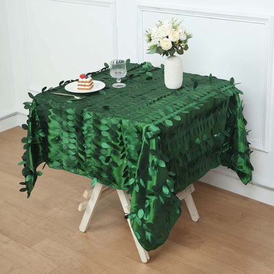 Taffeta 54"x54" Square Tablecloth Green 3D Leaf Petal Table Cover