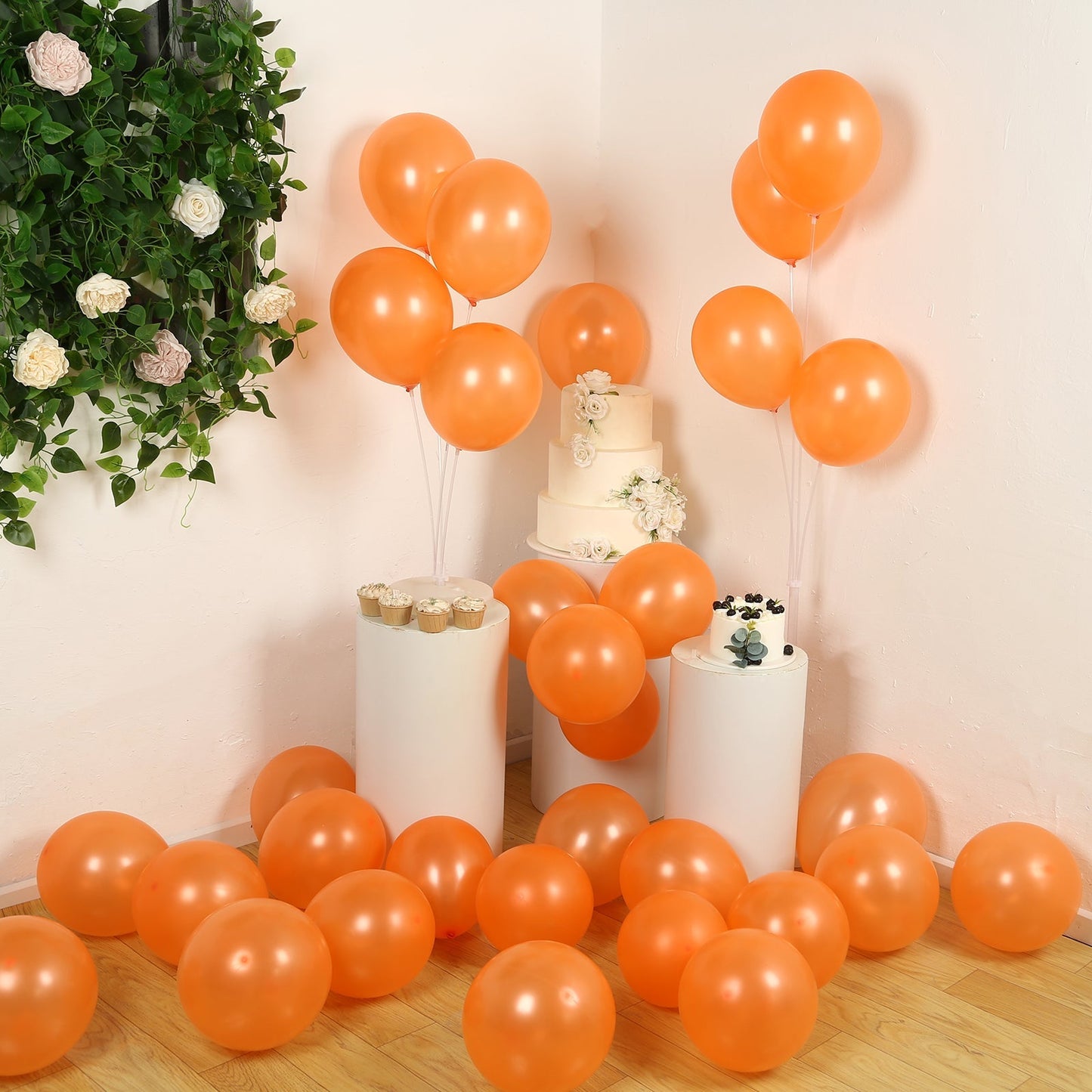 50 Pack Orange Biodegradable Balloons, 12" Thickened Extra Strong Eco-friendly Latex Helium Party Balloons