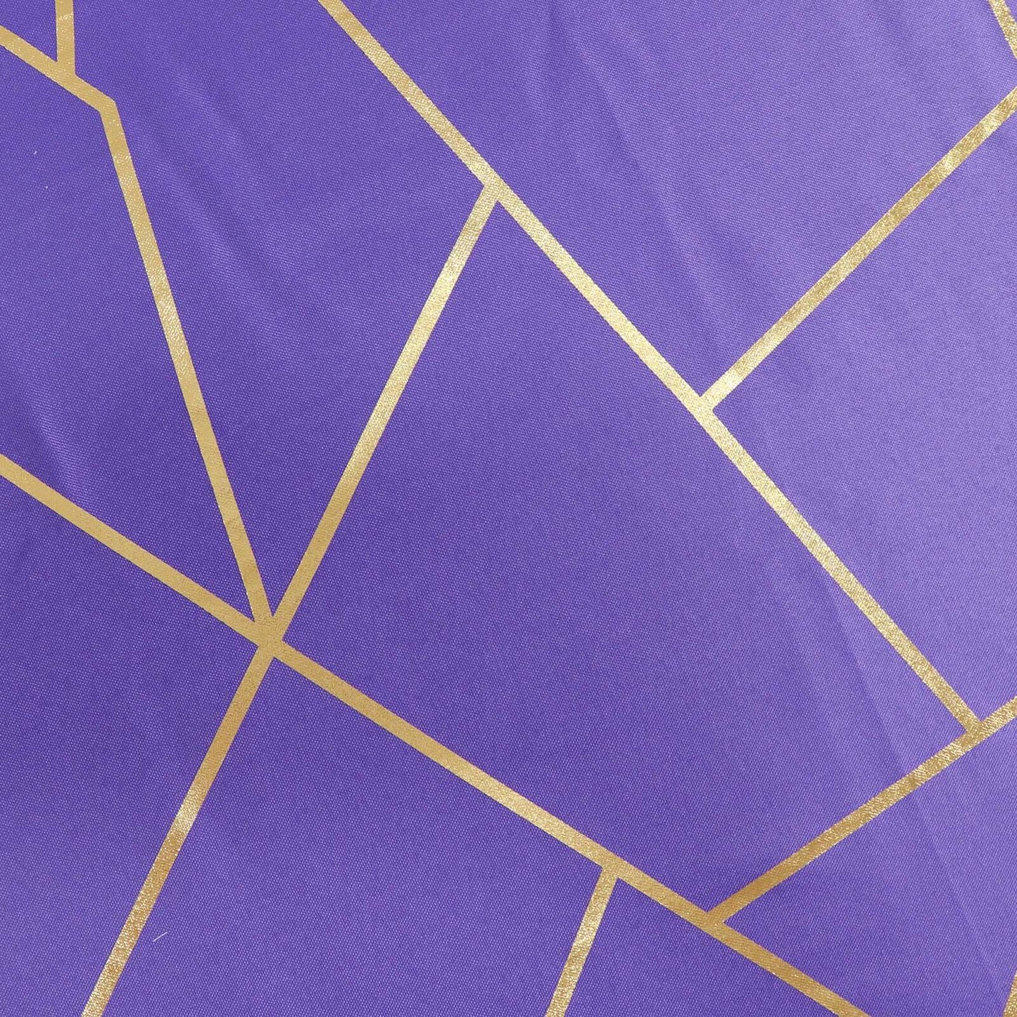 Polyester 9ft Table Runner Purple with Gold Foil Modern Geometric Accent