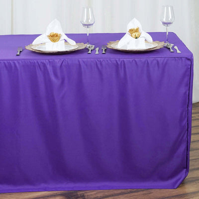 Fitted Polyester 72"x30" Rectangle Tablecloth Purple - Durable and Easy to Maintain Table Cover