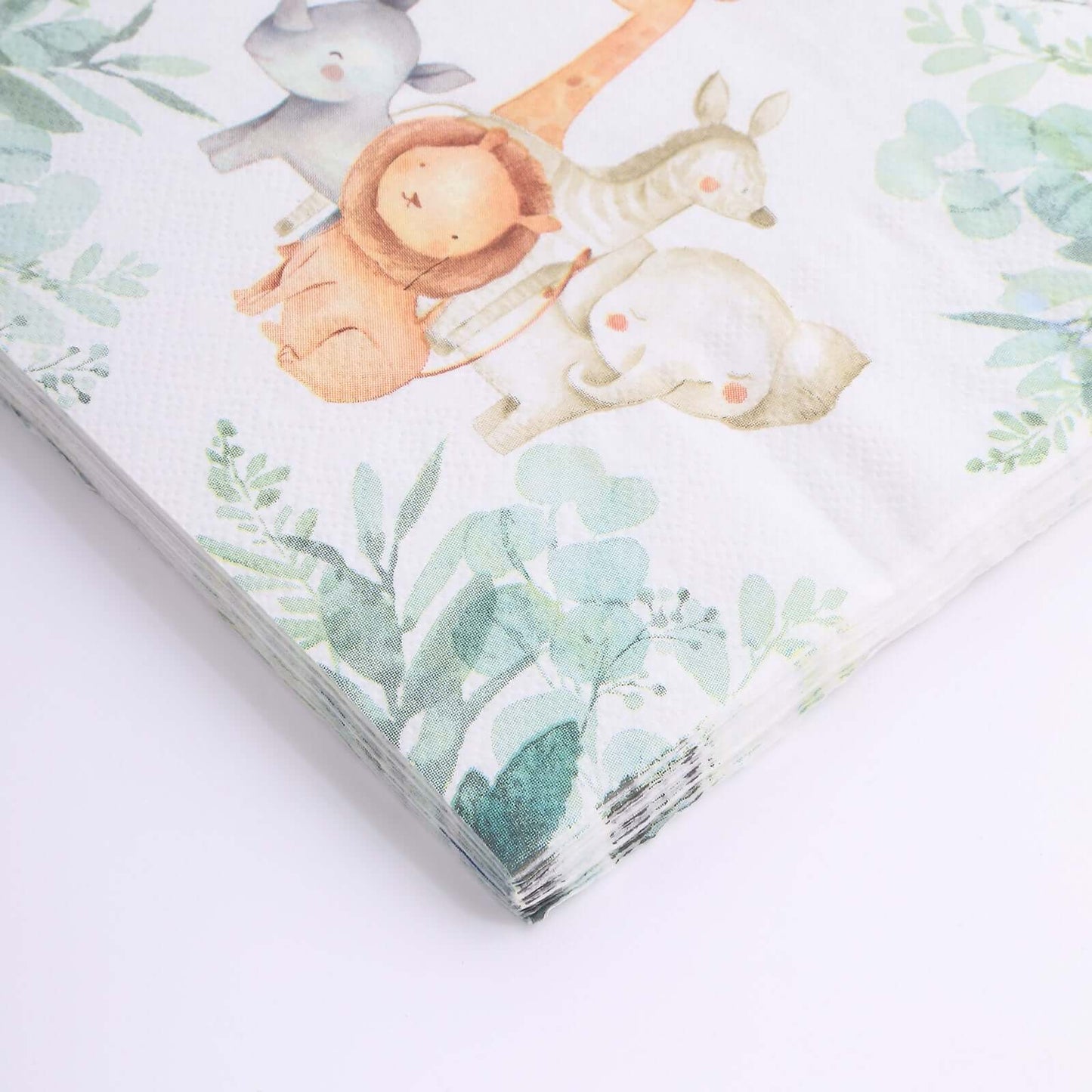 20-Pack Paper Beverage Napkins with Safari Animal Print - Jungle Theme 2 Ply Disposable Party Napkins 6.5"x6.5" 18GSM