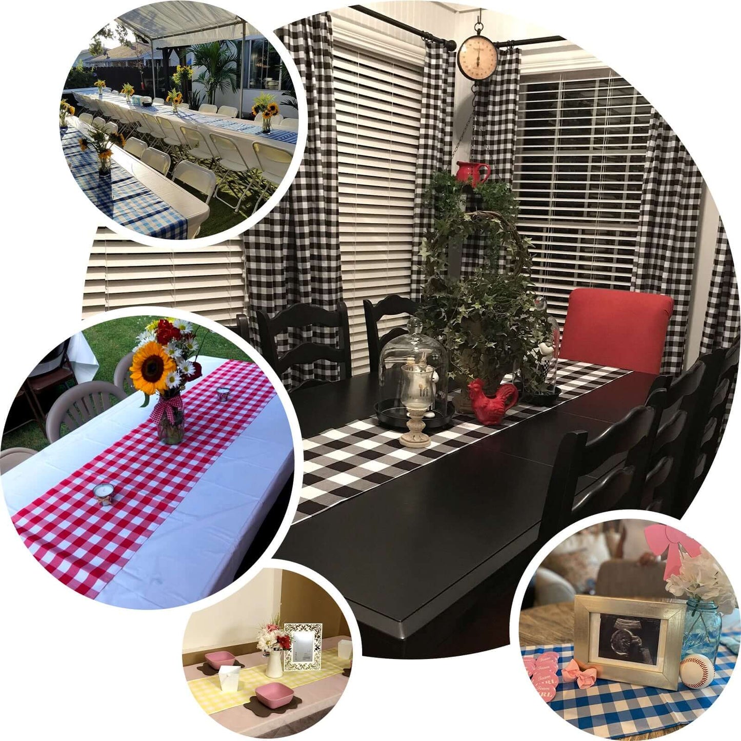 Polyester 14"x108" Table Runner Yellow/White - Gingham Plaid Design