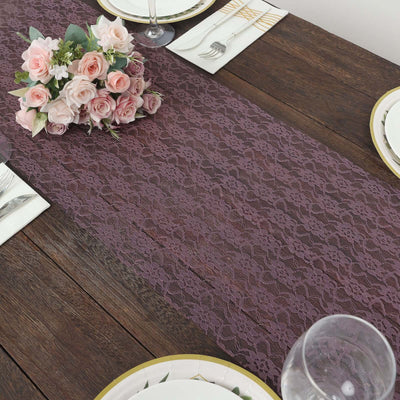 Floral Lace 12"x108" Table Runner Violet Amethyst - Stylish Vintage Table Decor