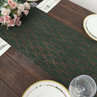 Floral Lace 12"x108" Table Runner Hunter Emerald Green - Stylish Vintage Table Decor