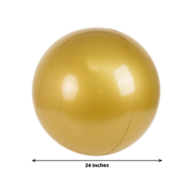 2 Pack 24" Inflatable Gold Decorative Balls - Round Vinyl Pool and Party Balls, Lightweight & Fun