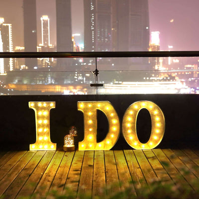 20" Vintage Galvanized Metal Marquee Letter Lights Cordless With 16 Warm White LED