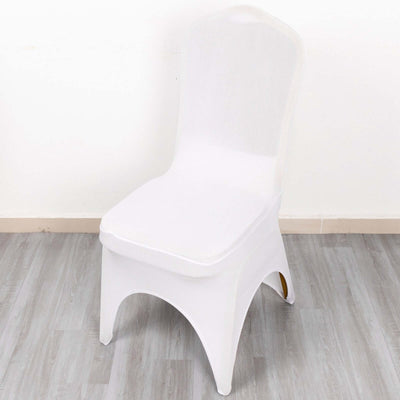 Premium Stretch Spandex Chair Cover for Banquet Chairs White - Durable Fitted 160GSM Fabric with 3-Way Open Arch & Foot Pockets