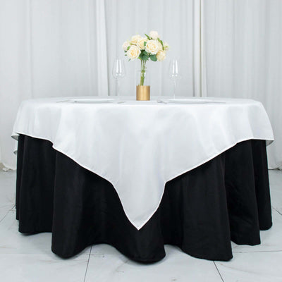 Premium Polyester 70"x70" Table Overlay Square Tablecloth White 220GSM Wrinkle-Resistant Table Cover for Stylish Gatherings