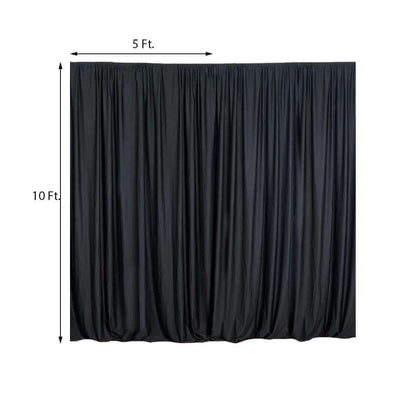 2 Pack Black Scuba Polyester Event Curtain Drapes, Durable Flame Resistant Backdrop Event Panels Wrinkle Free with Rod Pockets - 10ftx10ft