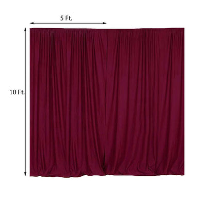 2 Pack Burgundy Scuba Polyester Event Curtain Drapes, Durable Flame Resistant Backdrop Event Panels Wrinkle Free with Rod Pockets - 10ftx10ft