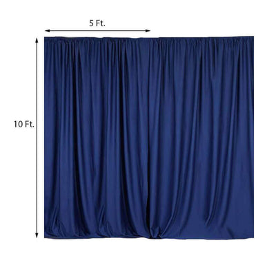 2 Pack Navy Blue Scuba Polyester Event Curtain Drapes, Durable Flame Resistant Backdrop Event Panels Wrinkle Free with Rod Pockets - 10ftx10ft