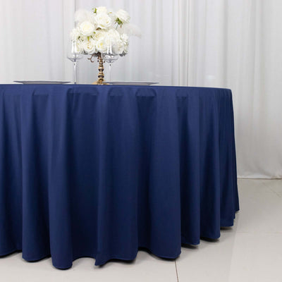 Scuba Round 120" Tablecloth Navy Blue - Wrinkle Free & Stain Resistant Seamless Table Cover