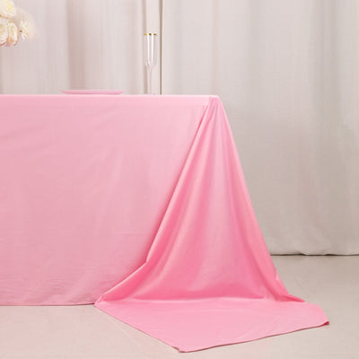 Scuba Rectangular 90"x156" Tablecloth Pink - Wrinkle Free, Stain Resistant & Seamless Table Cover