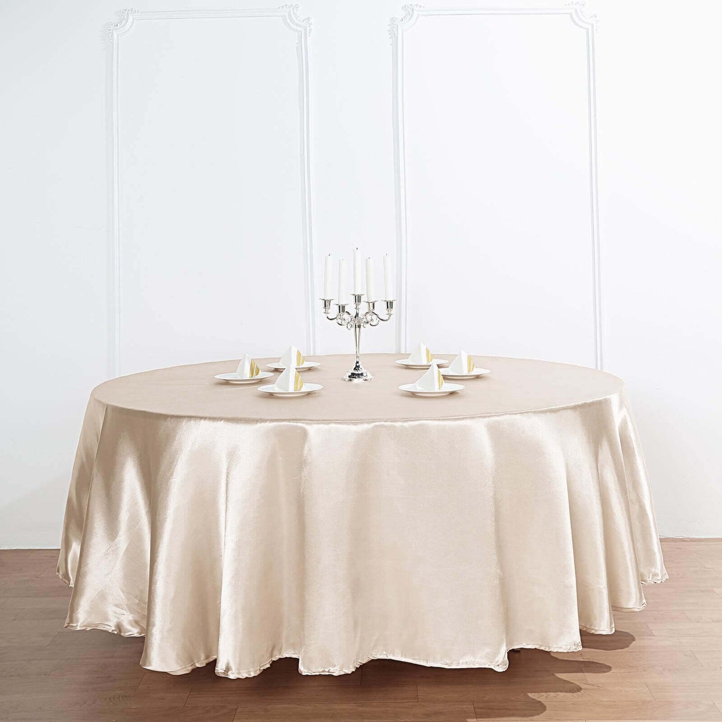 Satin 90" Round Tablecloth Beige - Smooth and Lustrous Table Cover