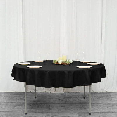 Polyester Square 90"x90" Tablecloth Black - Wrinkle-Resistant & Durable Table Cover for Events