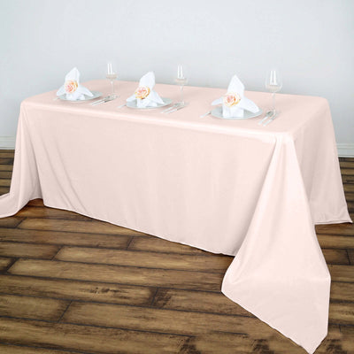 Polyester 90"x156" Rectangle Tablecloth Blush - Seamless Wrinkle-Resistant Table Cover