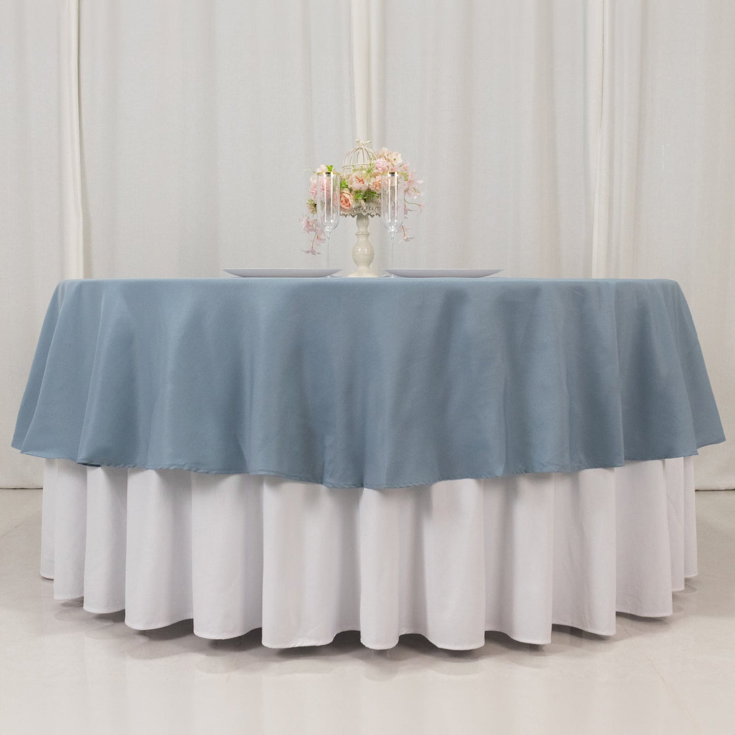 Premium Polyester 90" Round Tablecloth Dusty Blue - Stain and Wrinkle-Resistant Design with 220GSM Thickness Table Cover