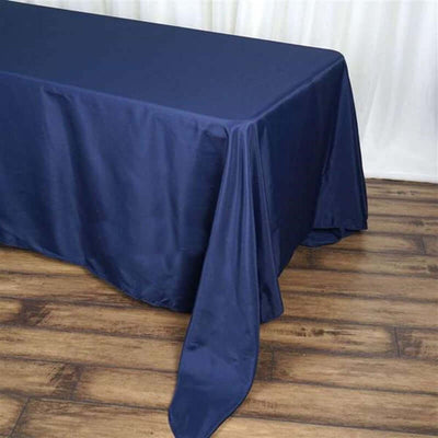 Polyester 90"x156" Rectangle Tablecloth Navy Blue - Seamless Wrinkle-Resistant Table Cover