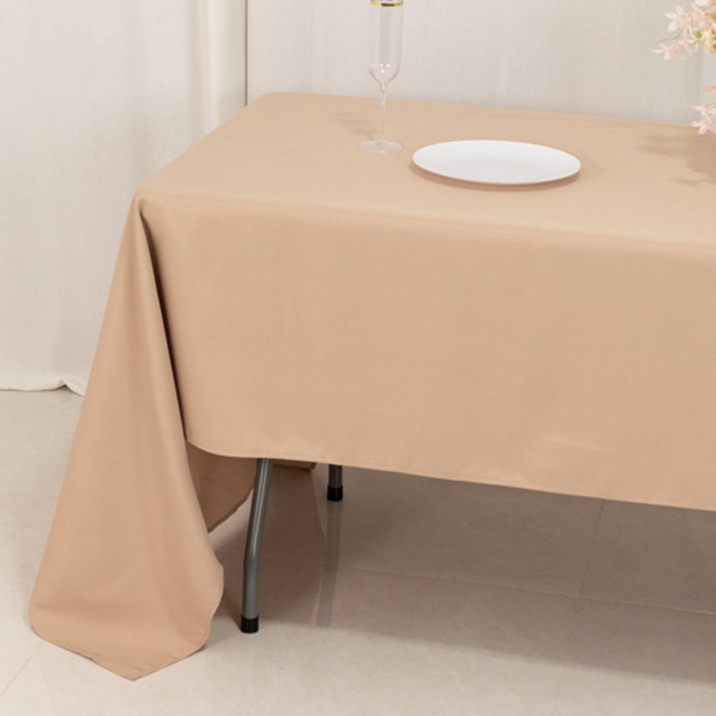 Premium Polyester 60"x126" Rectangle Tablecloth Nude - Stain-Resistant 220GSM Finish Table Cover