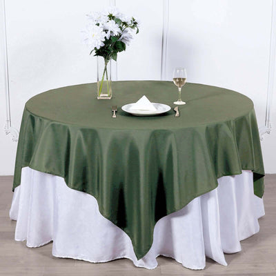 Polyester 70"x70" Table Overlay Square Tablecloth Olive Green - Wrinkle-Resistant & Durable Table Cover