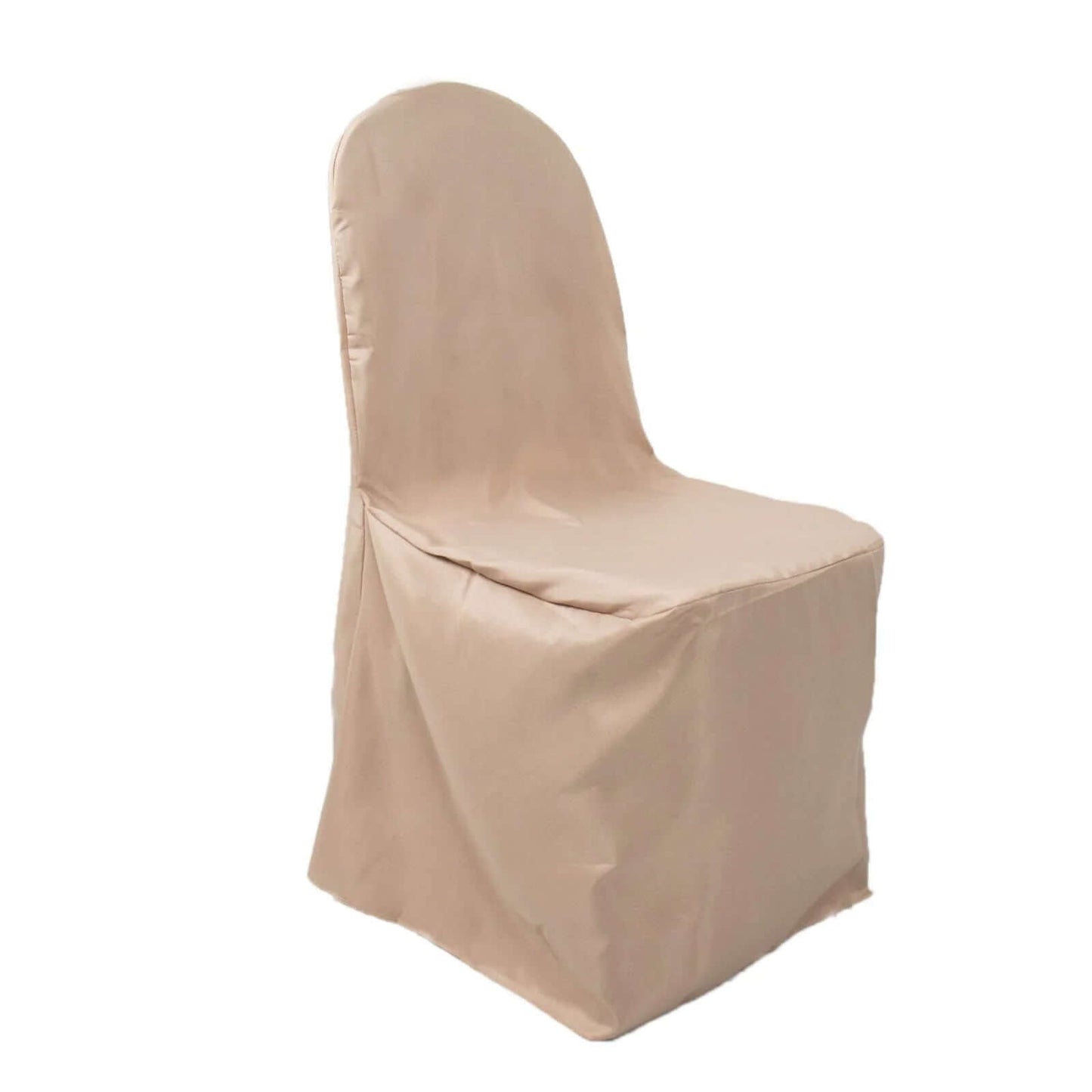 10 Pack Polyester Chair Cover for Banquet Chairs Nude - Stain-Resistant Reusable Slip-On Slipcover