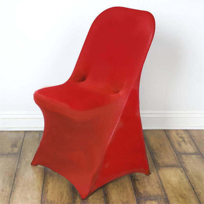 Stretch Spandex Chair Cover Red for Folding Chairs - Reusable & Wrinkle-Resistant 160GSM Fitted Slipcover