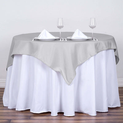 Polyester 54"x54" Table Overlay Square Tablecloth Silver - Wrinkle-Resistant & Durable Table Cover